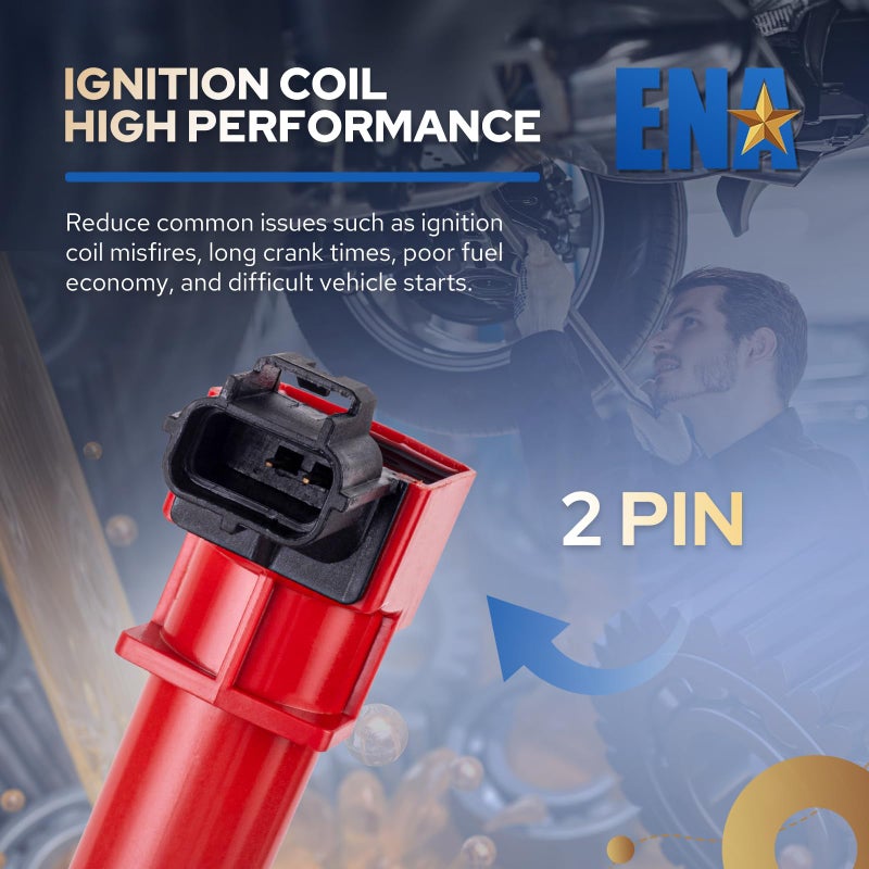 ENA Set of 6 Red Ignition Coil for UF270 56028138 Compatible with Dodge Jeep Mitsubishi Dakota Durango 1500 Nitro Cherokee Commander Raider Liberty 3.7L V6 2002 2003 2004 2005 2006 2007 2008 - Image 4